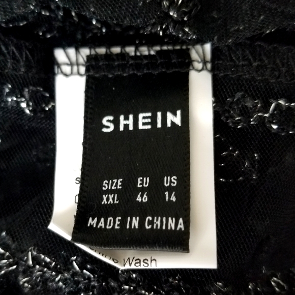 Shein Black Sheer Embroidered Women's Top - Picture 4 of 5